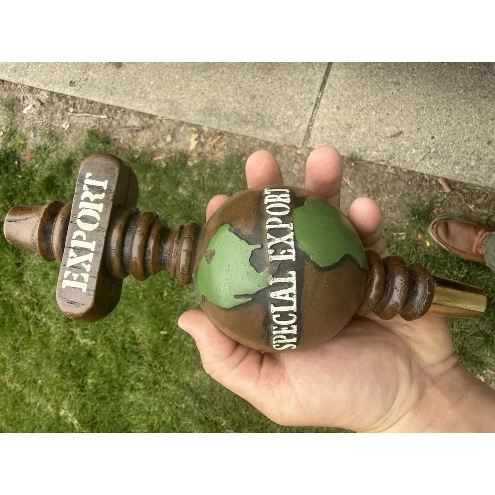 Vintage World Exports Beer Tap Handle Wood Globe Import Draft Beer Bar Tavern